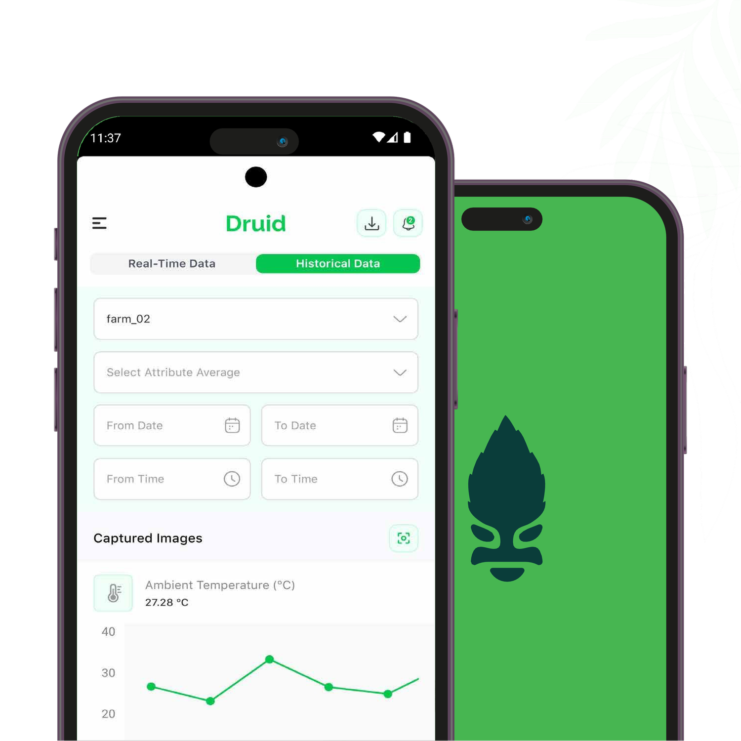 The Druid companion app showing a live camera feed